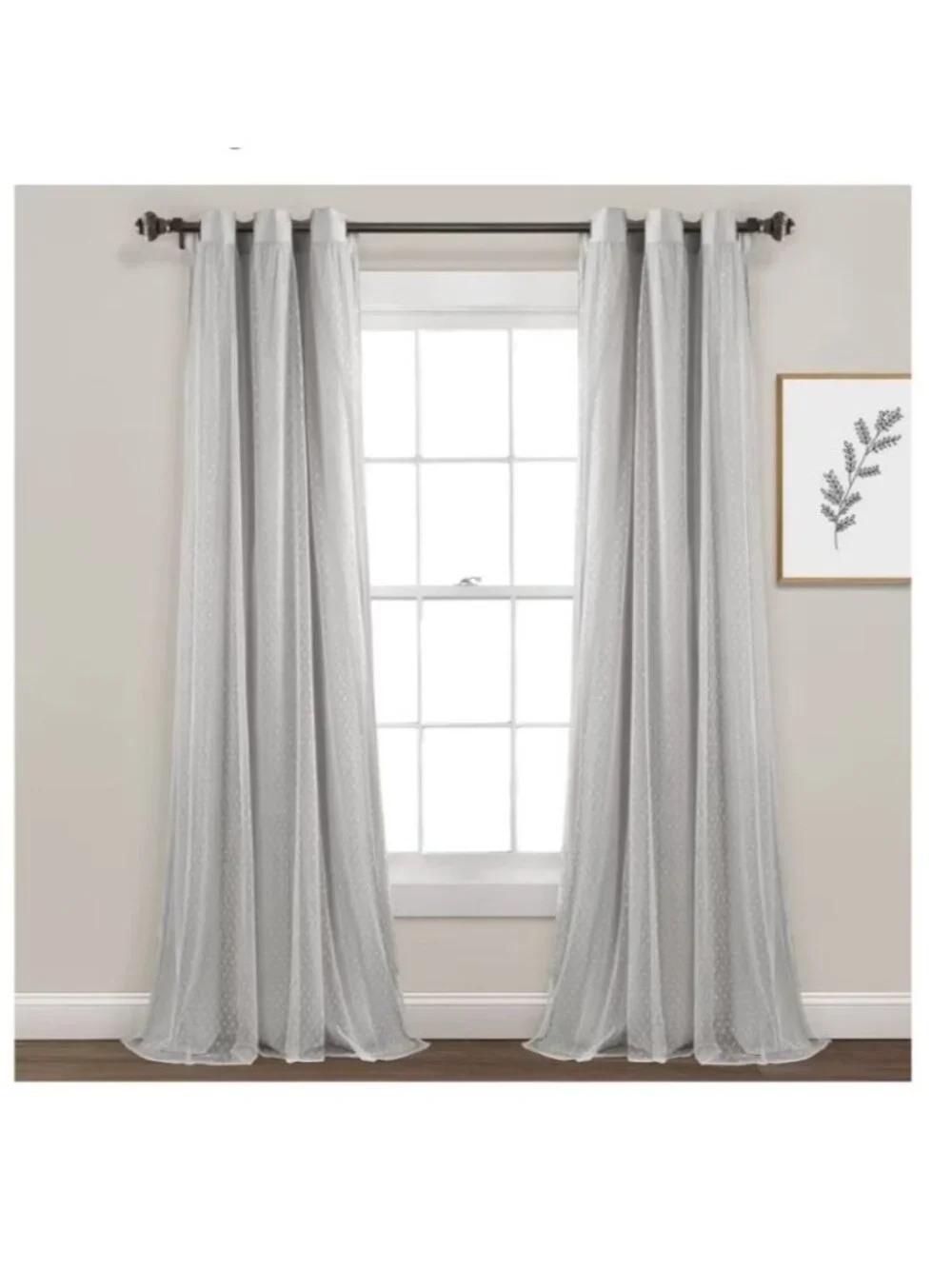 Cottage Polka Dot Sheer Window Curtain Panel Set of 2-38